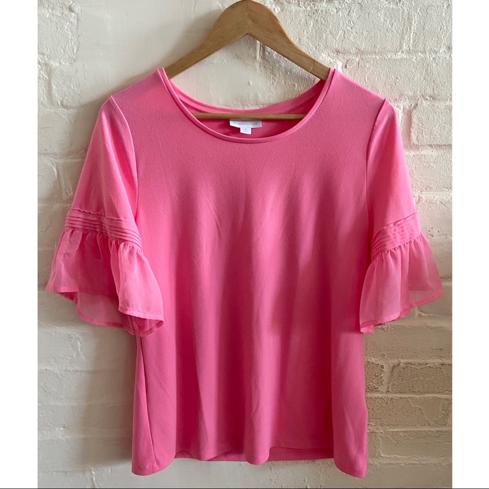 Charter Club ruffle bell sleeve round neck blouse